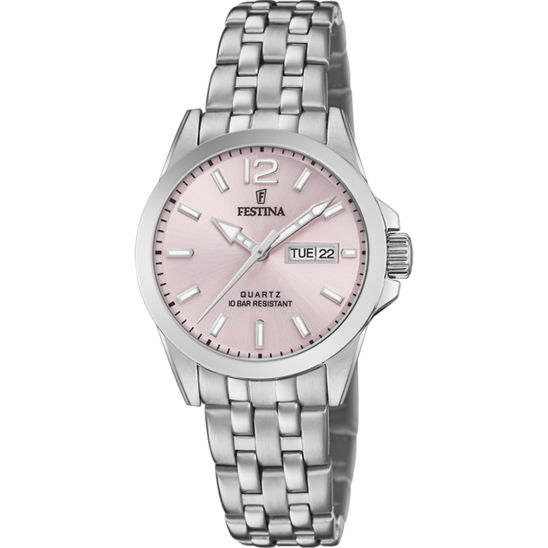 Montre femme Festina CLASSICS F20455/2 – cadran rose bracelet acier – vue de face