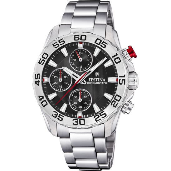 Montre enfant Festina JUNIOR F20457/3 – cadran noir bracelet acier – vue de face