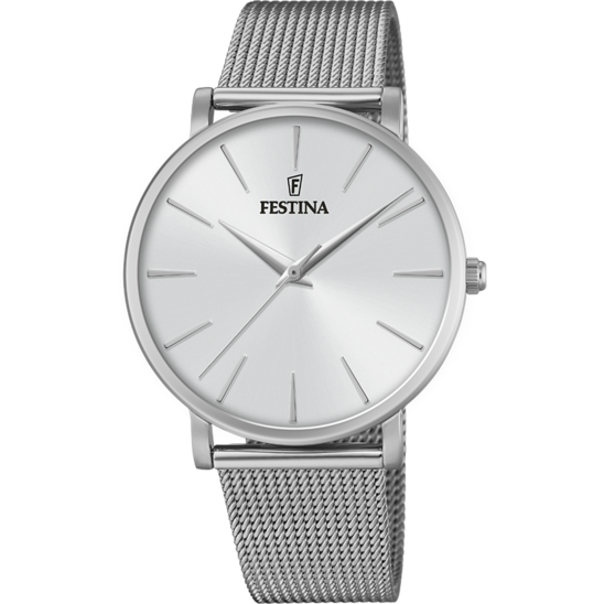 Montre femme Festina BOYFRIEND F20475/1 – cadran blanc bracelet acier – vue de face