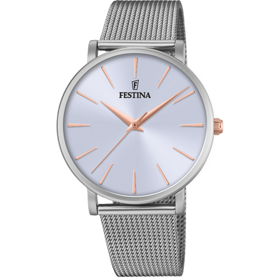 Montre femme Festina BOYFRIEND F20475/3 – cadran bleu bracelet acier – vue de face