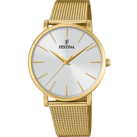 Montre femme Festina BOYFRIEND F20476/1 – cadran blanc bracelet acier – vue de face