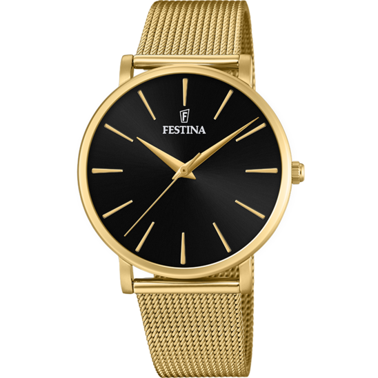 Montre femme Festina BOYFRIEND F20476/2 – cadran noir bracelet acier – vue de face