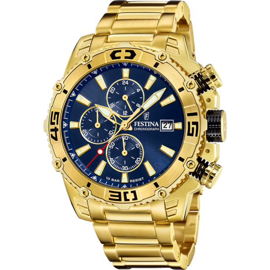 Montre homme Festina TIMELESS CHRONOGRAPH F20492/2 – cadran bleu bracelet acier – vue de face