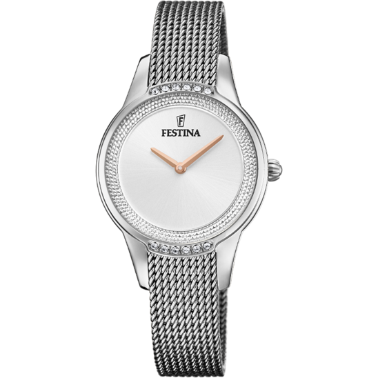 Montre femme Festina MADEMOISELLE F20494/1 – cadran argenté bracelet acier – vue de face