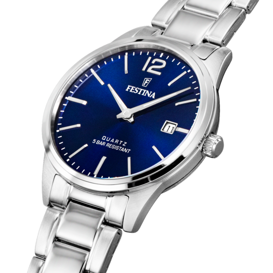 Dameshorloge Festina CLASSICS F20509/3 – stalen band met blauwe wijzerplaat – profielweergave