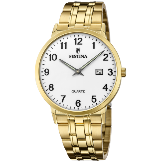 Heren horloge Festina KLASSIEKERS F20513/1 – stalen band met witte wijzerplaat – vooraanzicht
