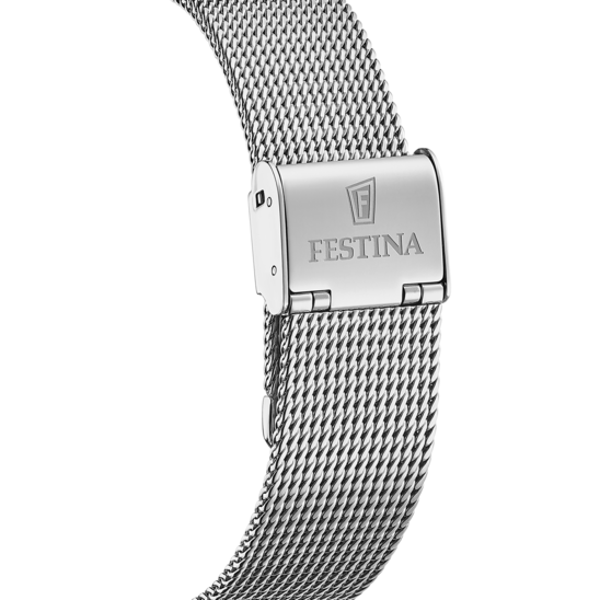 Relógio masculino Festina AUTOMATIC F20534/1 – pulseira em aço com mostrador prateado – vista traseira