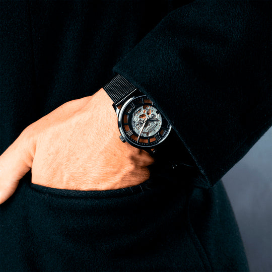 Montre homme Festina AUTOMATIC F20535/1 – cadran noir bracelet acier – portée