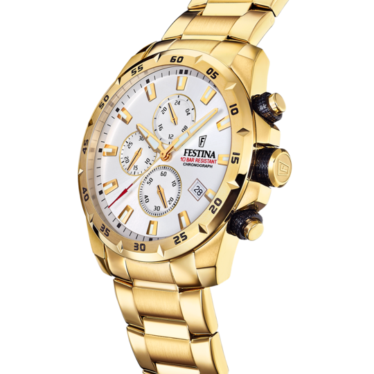 Montre homme Festina TIMELESS CHRONOGRAPH F20541/1 – cadran argenté bracelet acier – vue de profil