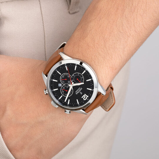 Montre homme Festina TIMELESS CHRONOGRAPH F20542/6 – cadran noir bracelet cuir – portée