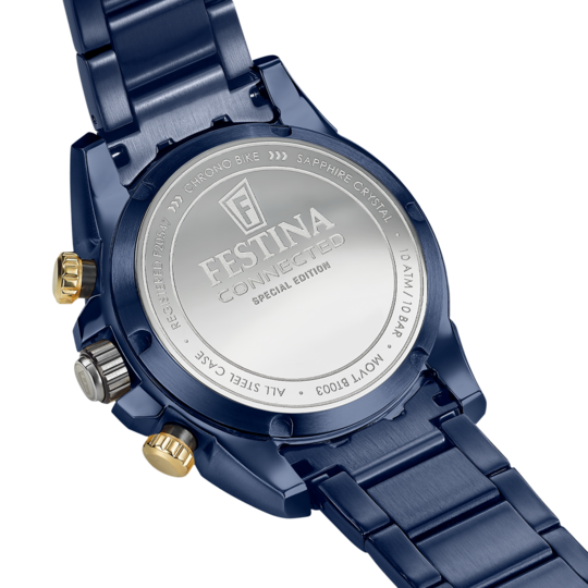 Montre connectée homme Festina CONNECTED F20547/2 – cadran bleu bracelet acier – vue de profil 2