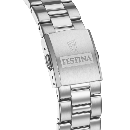 Montre homme Festina CLASSICS F20552/1 – cadran blanc bracelet acier – vue de dos