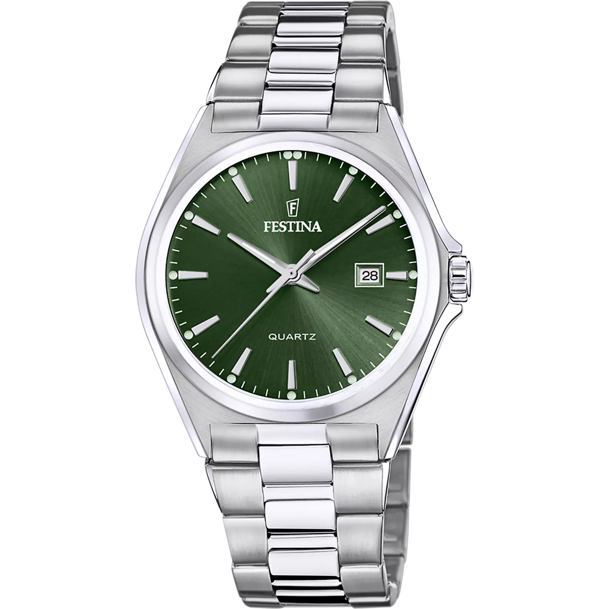 Montre homme Festina CLASSICS F20552/4 – cadran vert bracelet acier – vue de face