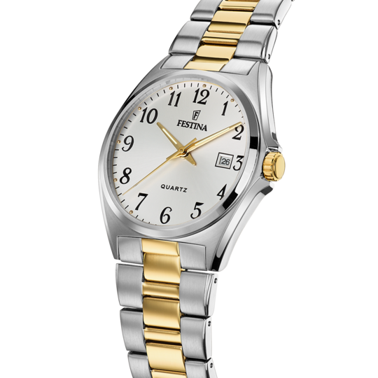 Montre homme Festina CLASSICS F20554/1 – cadran blanc bracelet acier – vue de profil