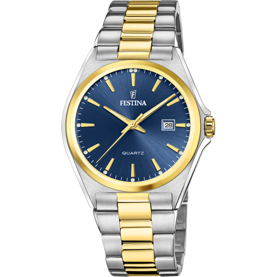 Montre homme Festina CLASSICS F20554/4 – cadran bleu bracelet acier – vue de face