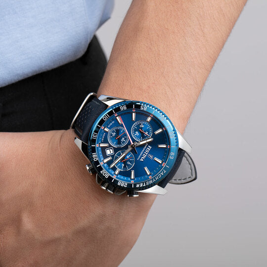 Montre homme Festina TIMELESS CHRONOGRAPH F20561/3 – cadran bleu bracelet cuir – portée