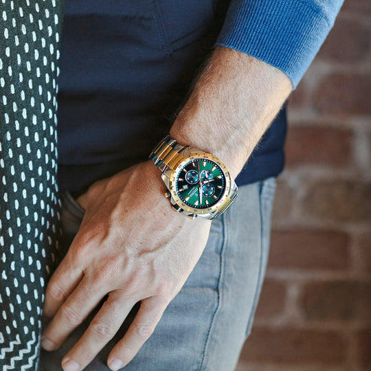 Pánské hodinky Festina TIMELESS CHRONOGRAPH F20562/3 – tmavě zelený ciferník ocelový náramek – řada 3