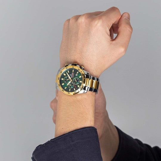 Pánské hodinky Festina TIMELESS CHRONOGRAPH F20562/3 – tmavě zelený ciferník ocelový náramek – řada