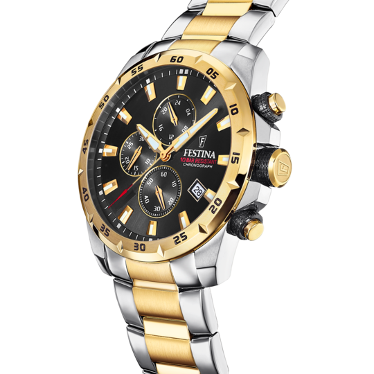 Pánské hodinky Festina TIMELESS CHRONOGRAPH F20562/4 – černý ciferník ocelový náramek – pohled z profilu