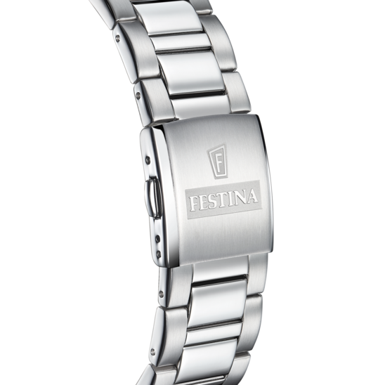 Pánské hodinky Festina CERAMIC F20575/2 – ocelový náramek s modrým ciferníkem – pohled zezadu