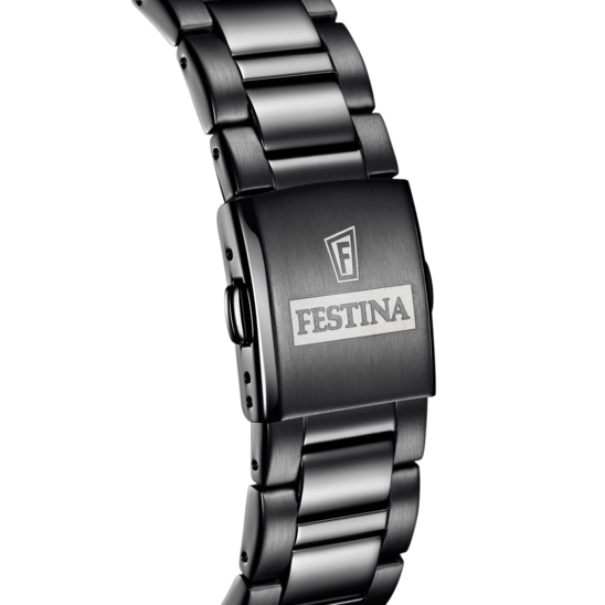 Relógio masculino Festina CERAMIC F20578/1 – pulseira em aço com mostrador preto – vista traseira