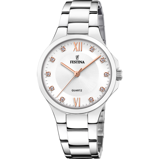 Dameshorloge Festina MADEMOISELLE F20582/1 – zilveren wijzerplaat stalen band – vooraanzicht