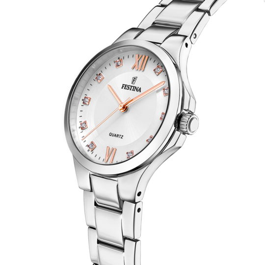 Dameshorloge Festina MADEMOISELLE F20582/1 – zilveren wijzerplaat stalen band – profielweergave