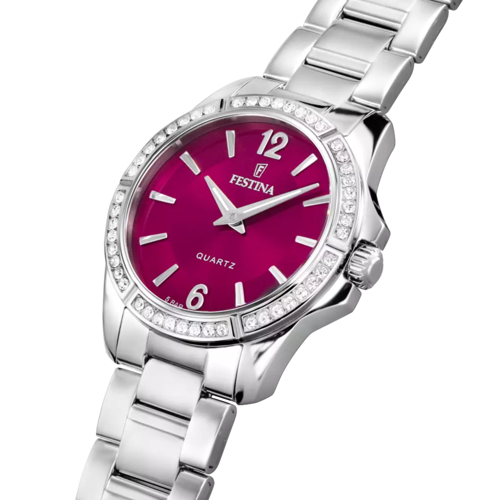 Mademoiselle - Model F20593/2 - Silver & Burgundy - Festina Watch