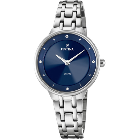 Damklocka Festina MADEMOISELLE F20600/3 – marinblå stålarmband med urtavla – framifrån