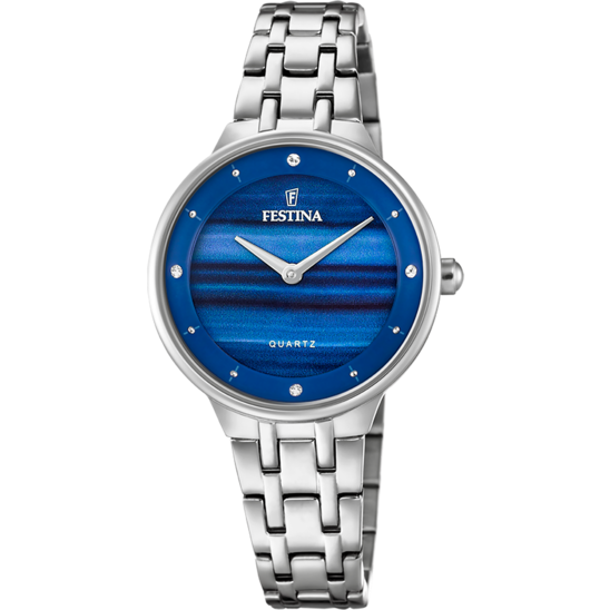 Damklocka Festina MADEMOISELLE F20600/A – blå urtavla stålarmband – framifrån