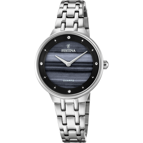 Damklocka Festina MADEMOISELLE F20600/C – svart urtavla stålarmband – framifrån