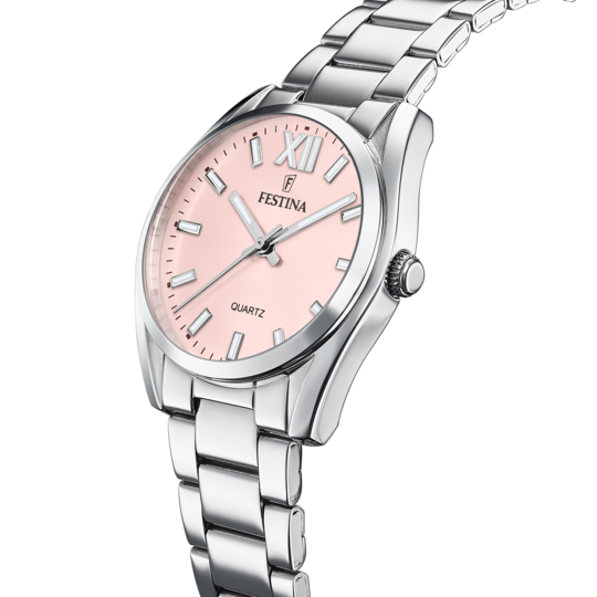 Montre mixte Festina BOYFRIEND F20622/2 – cadran rose clair bracelet acier – vue de profil