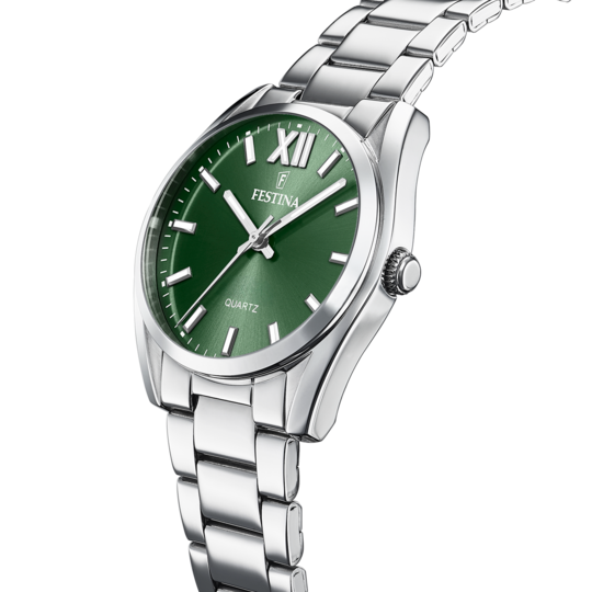Montre mixte Festina BOYFRIEND F20622/4 – cadran vert bracelet acier – vue de profil