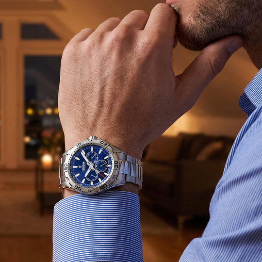 Montre homme Festina MULTIFUNCTION F20623/7 – cadran bleu bracelet acier – portée