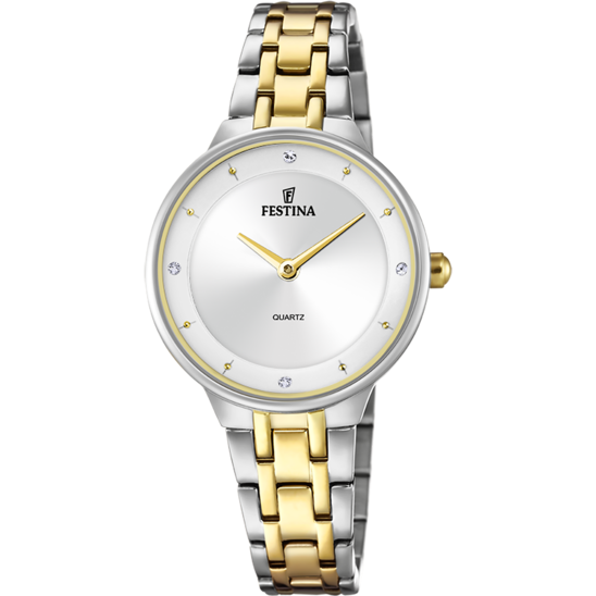 Montre femme Festina MADEMOISELLE F20625/1 – cadran blanc bracelet acier – vue de face
