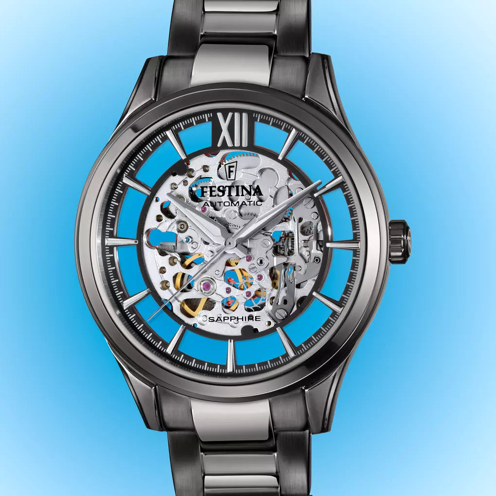 Montre homme Festina AUTOMATIC F20632/1 – cadran noir bracelet acier – vue 3