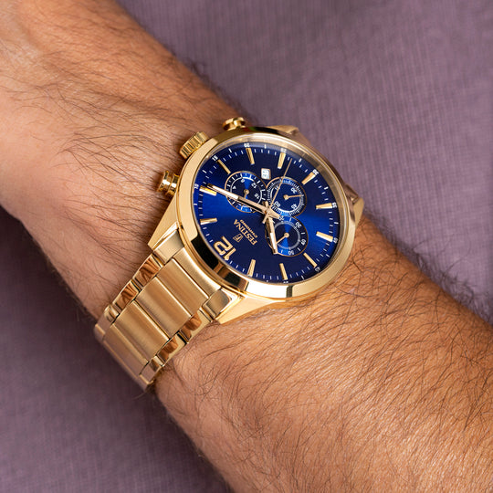 Montre homme Festina TIMELESS CHRONOGRAPH F20633/2 – cadran bleu bracelet acier – portée