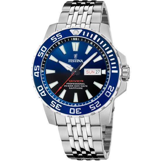 Montre homme Festina THE ORIGINALS F20661/1 – cadran bleu bracelet acier – vue de face