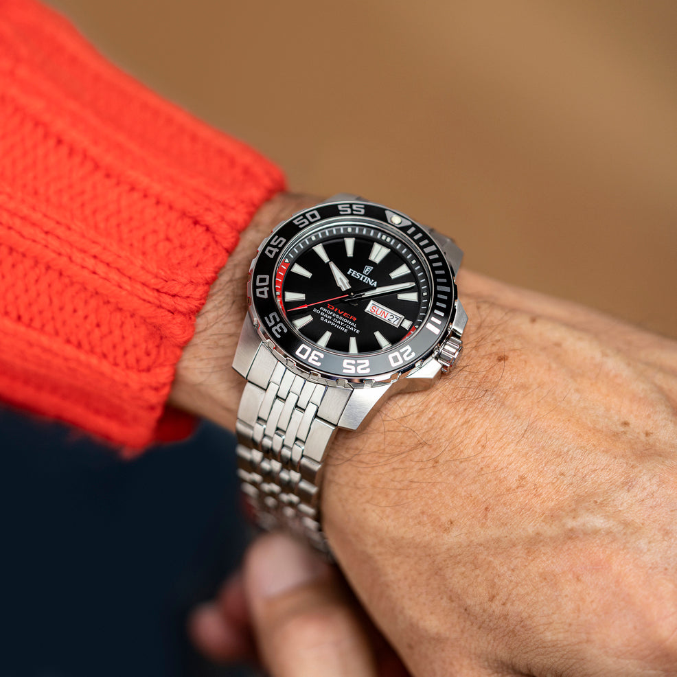 Herrklocka Festina ORIGINALEN F20661/3 – svart urtavla stålarmband – serie