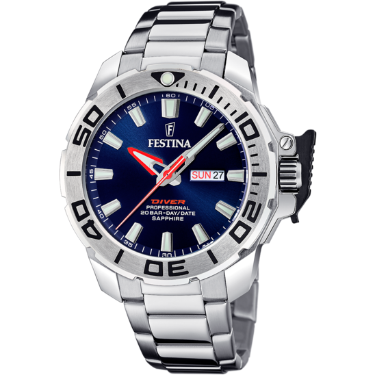 Montre homme Festina THE ORIGINALS F20665/1 – cadran bleu bracelet acier – vue de face