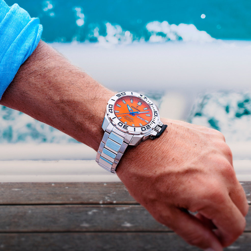 Herrklocka Festina ORIGINALEN F20665/5 – orange urtavla stålarmband – serie