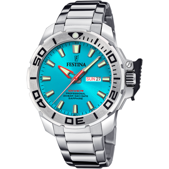 Pánské hodinky Festina THE ORIGINALS F20665/6 – ocelový náramek s modrým ciferníkem – pohled zepředu