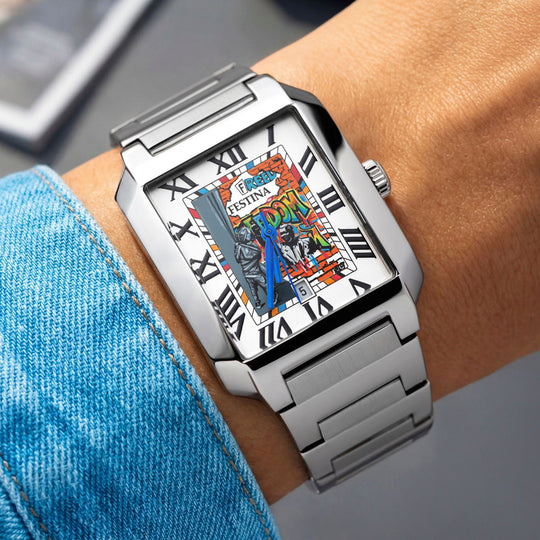 Pánské hodinky Festina ON THE SQUARE F20677/IF – ocelový náramek s vícebarevným číselníkem – řada