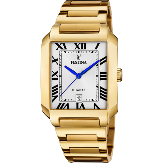 Herrklocka Festina ON THE SQUARE F20678/1 – vit urtavla stålarmband – framifrån