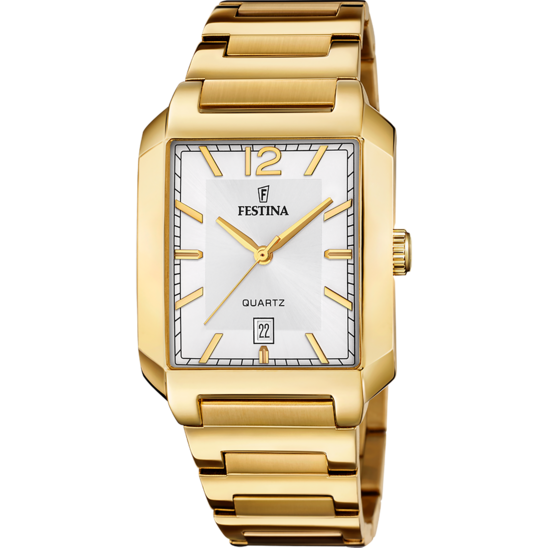 Herrklocka Festina ON THE SQUARE F20678/2 – silver urtavla stålarmband – framifrån