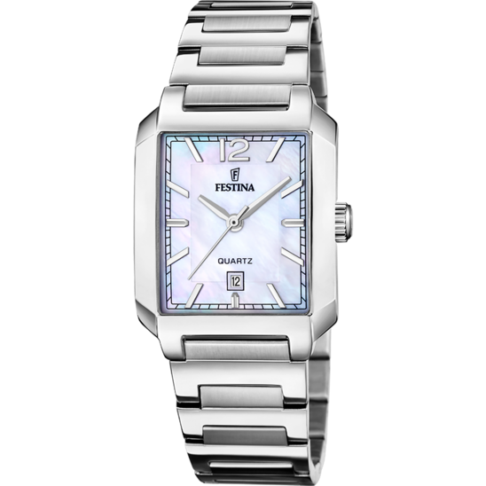 Damklocka Festina ON THE SQUARE F20679/2 – armband av pärlemorskiva i stål – framifrån