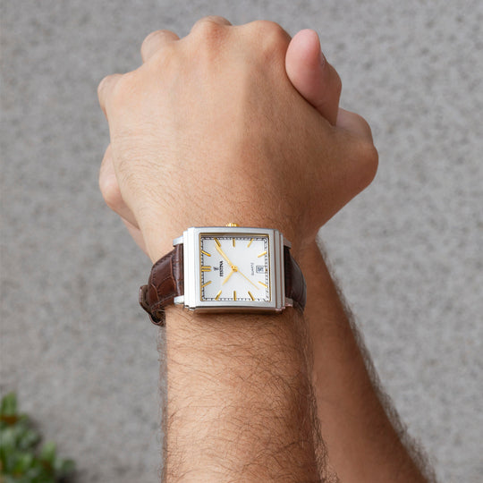 Herreklokke Festina ON THE SQUARE F20681/4 – sølvskinnrem – slitt