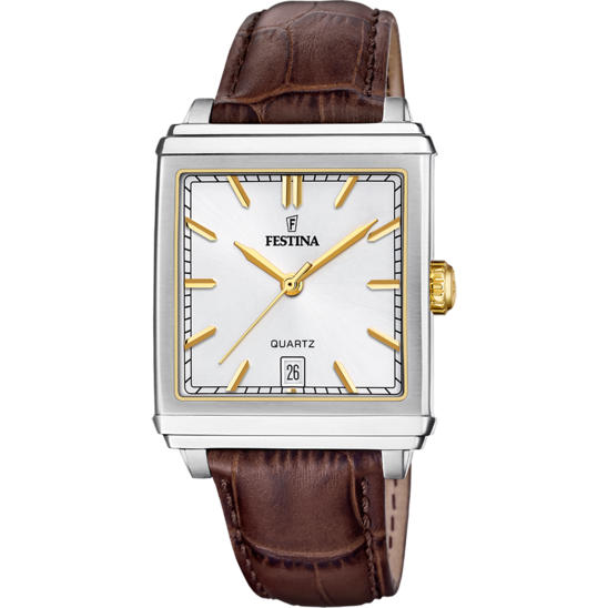 Herreklokke Festina ON THE SQUARE F20681/4 – sølvskinnrem – sett forfra