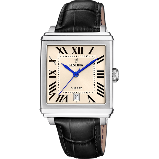 Herreklokke Festina ON THE SQUARE F20681/8 – gullskinnrem – sett forfra
