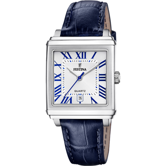 Montre femme Festina ON THE SQUARE F20682/2 – cadran argenté bracelet cuir – vue de face